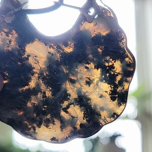 Handcrafted, celtic pattern, beatiful moss agate pendant.